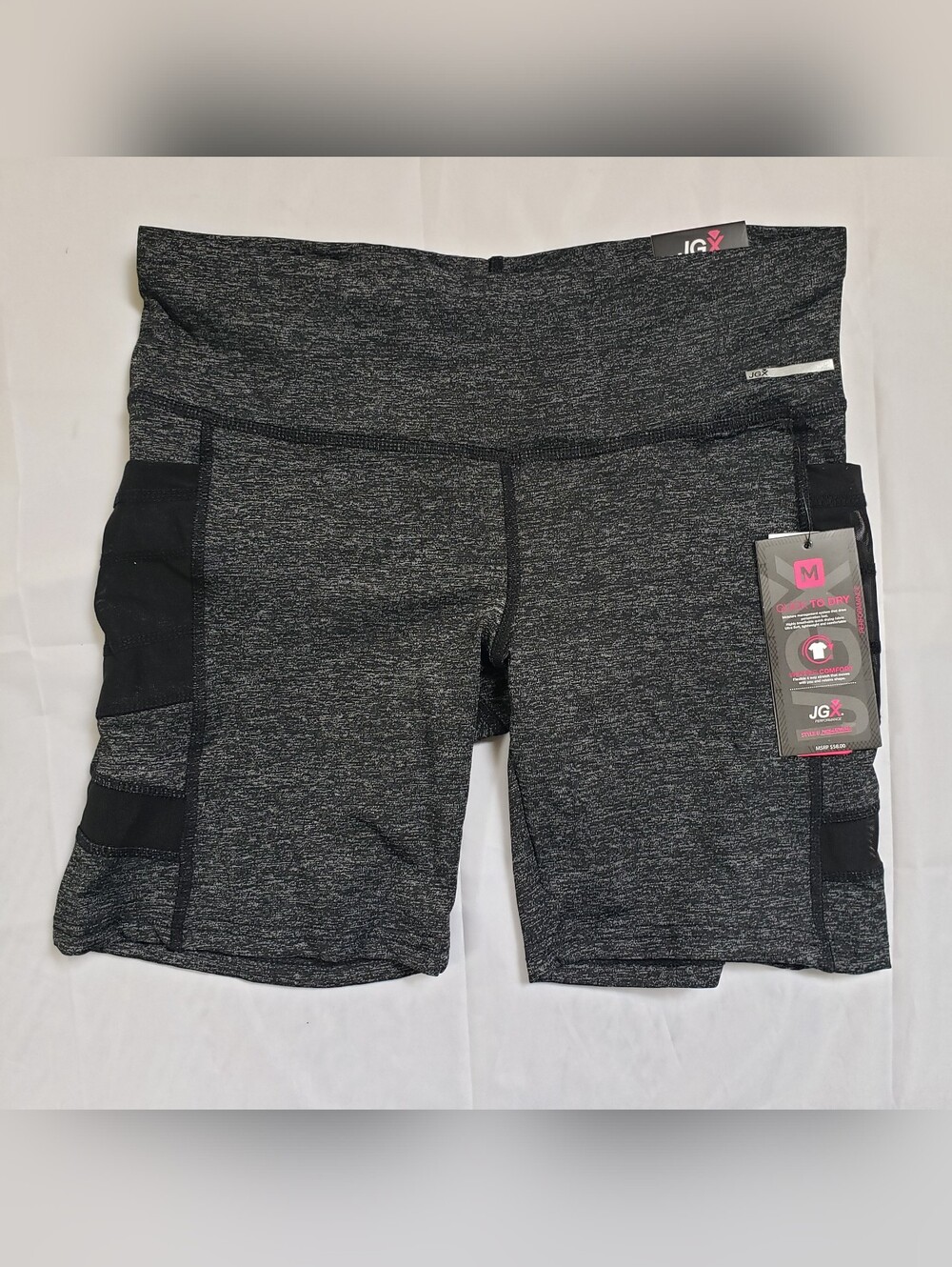 JGX Performance High Rise Activewear Shorts Womens M Black/Dark Grey